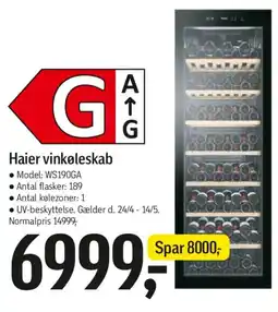 Føtex Haier vinkøleskab tilbud