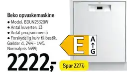Føtex Beko opvaskemaskine tilbud