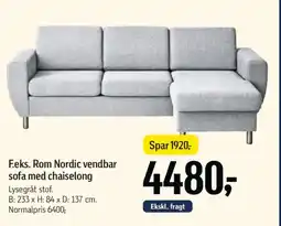 Føtex F.eks. Rom Nordic vendbar sofa med chaiselong Lysegråt stof. tilbud