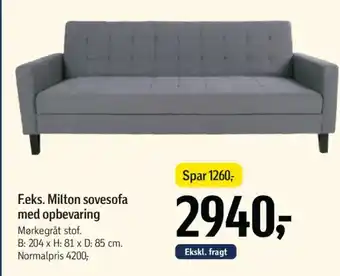 Føtex F.eks. Milton sovesofa med opbevaring tilbud