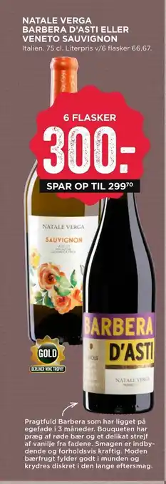 MENY Natale verga barbera d'asti eller veneto sauvignon tilbud