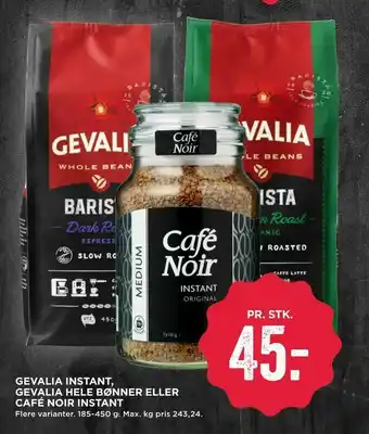 MENY Gevalia instant, gevalia hele bønner eller café noir instant tilbud