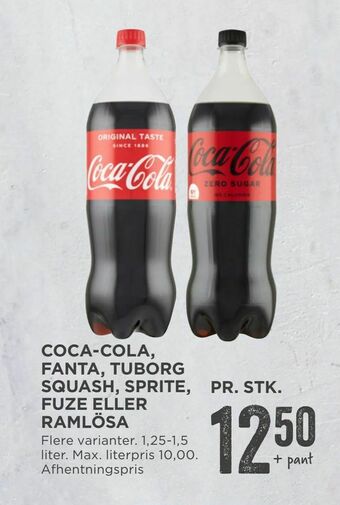 MENY Coca-cola, fanta, tuborg squash, sprite, fuze eller ramlösa tilbud