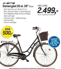 Thansen X-ZITE Damecykel 26 el. / 28 Rosa tilbud