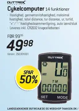 Thansen Cykelcomputer - 14 funktioner tilbud