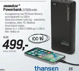 Thansen Powerbank 27.000 mAh tilbud