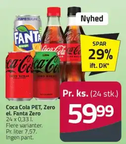 Fleggaard Coca Cola PET / Coca Cola Zero / Fanta Zero (24 x 0,33 l) tilbud