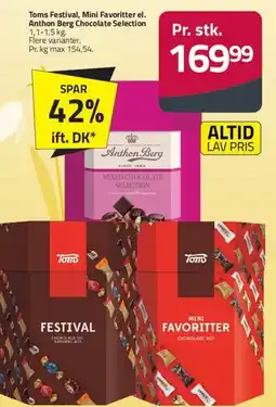 Fleggaard Toms Festival / Mini Favoritter / Anthon Berg Chocolate Selection tilbud