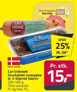 Fleggaard Carl Vollstedt - Grovhakket Leverpølse / 3-Stjernet Salami tilbud