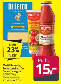 Fleggaard Mutti Passata / Tomatpuré / De Cecco Lasagne tilbud