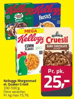 Fleggaard Kellogg's morgenmad el. Quaker Cruesli tilbud