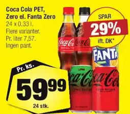 Calle Coca-Cola / Fanta Zero PET 24 x 0,33 L tilbud