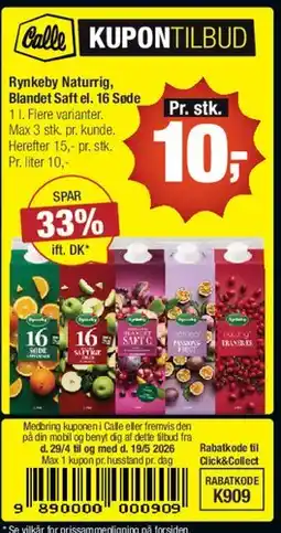 Calle Rynkeby Naturig Blandet Saft tilbud