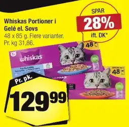 Calle Whiskas Portioner i Gele el. Sovs tilbud