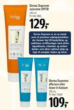 Føtex Derma Supreme - solplejeprodukter (solcreme SPF30) tilbud