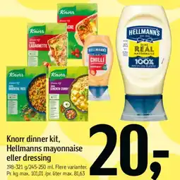 Føtex Knorr dinner kit, Hellmann's mayonnaise eller dressing tilbud