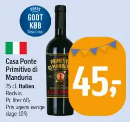 Føtex Primitivo di Manduria tilbud