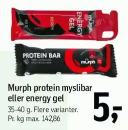 Føtex Murph protein mysli bar / energy gel tilbud