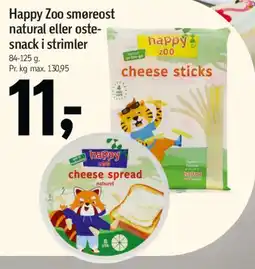Føtex Happy Zoo smøreost natural eller ostesnack i strimler tilbud