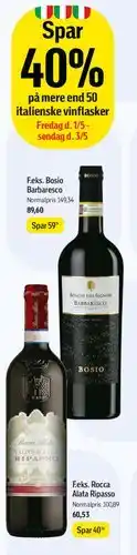 Føtex Spar 40% på mere end 50 italienske vinflasker tilbud