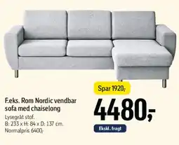 Føtex Rom Nordic vendbar sofa med chaiselong tilbud