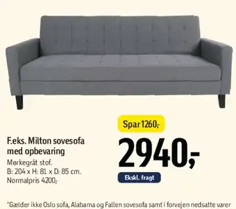 Føtex Milton sovesofa med opbevaring tilbud