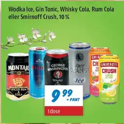 zur Krone Wodka Ice, Gin Tonic, Whisky Cola, Rum Cola eller Smirnoff Crush, 10% tilbud