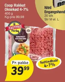 Fakta Tyskland Coop Hakket Oksekød 4-7% tilbud