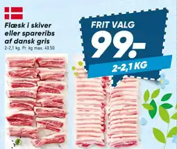 Bilka Flæsk i skiver eller spareribs af dansk gris tilbud