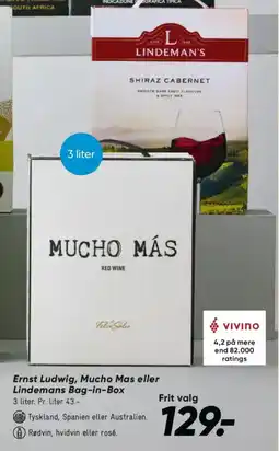 Bilka Ernst Ludwig, Mucho Mas eller Lindemans Bag-in-Box tilbud