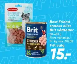 Bilka Best Friend snacks eller Brit vådfoder tilbud