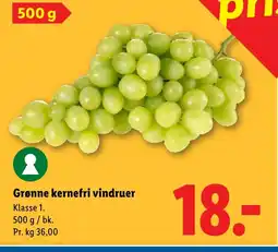 Lidl Grønne kernefri vindruer tilbud