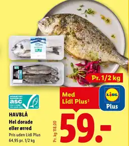 Lidl HAVBLÅ Hel dorade eller ørred tilbud