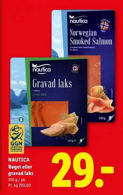 Lidl NAUTICA Røget eller gravad laks tilbud