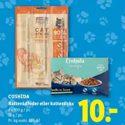 Lidl COSHIDA Kattevådfoder eller kattesticks tilbud