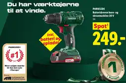 Lidl PARKSIDE Batteridreven bore- og skruemaskine 20 V tilbud