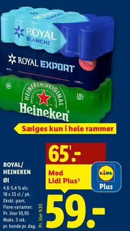Lidl ROYAL/ HEINEKEN Øl tilbud