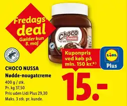 Lidl CHOCO NUSSA Nødde-nougatcreme tilbud