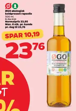 Netto ØGO Økologisk koldpresset rapsolie tilbud