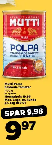 Netto MUTTI Polpa hakkede tomater tilbud