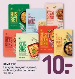 REMA 1000 REMA 1000 Lasagne, lasagnette, risret, ris & karry eller carbonara tilbud