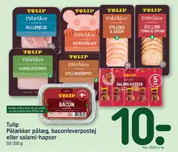 REMA 1000 Tulip Pålækker pålæg, baconleverpostej eller salami-hapser tilbud