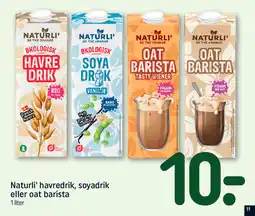 REMA 1000 Naturli' havredrik, soyadrik eller oat barista tilbud