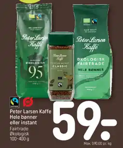 REMA 1000 Peter Larsen Kaffe Hele bønner eller instant tilbud