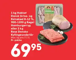 SPAR Hakket Dansk Grise- og Kalvekød 8-12 %, Røget Hamburgerryg eller 2 kg Rose Danske Kyllingeunderlår tilbud
