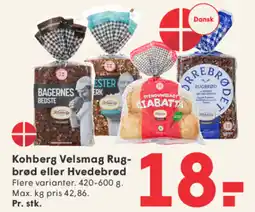 SPAR Kohberg Velsmag Rug- brød eller Hvedebrød tilbud