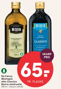 SPAR De Cecco Økologisk eller Classico Ekstra Jomfruolie tilbud