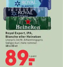 SPAR Royal export, ipa, blanche eller heineken tilbud