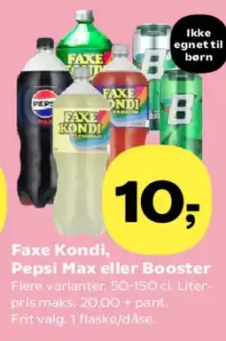 SuperBrugsen Faxe Kondi / Pepsi Max / Booster tilbud