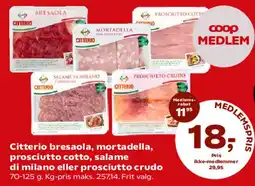 SuperBrugsen Citterio bresaola, mortadella, prosciutto cotto, salame di milano eller prosciutto crudo tilbud